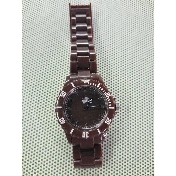 Accutime Women Watch Brown Tone Plastic Rotating Bezel Japan Movement Watch - Picture 4 of 4